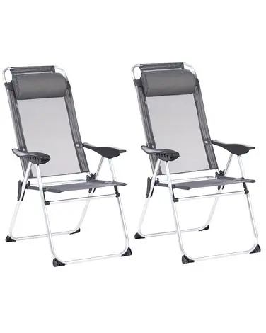 Conjunto de 2 sillas de jardín ASINE plegable Metal Gris - Jardín y balcón