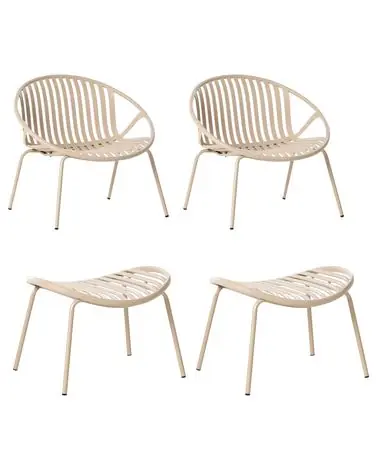 Set of 2 Garden Chairs CASPERIA with Footstool Sand Beige - Garden & Balcony