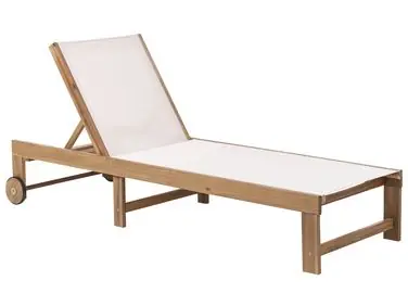 Sun Lounger PEDESINA Reclining Acacia Wood Beige - Garden & Balcony
