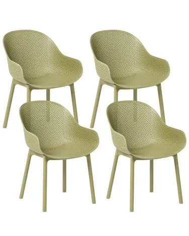 Set of 4 Garden Chairs TIGGIANO Olive Green - Garden & Balcony