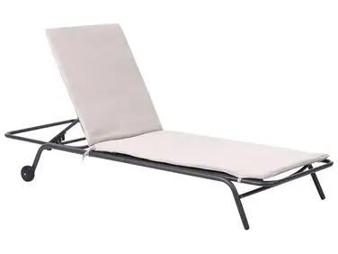 Sun Lounger VOLTERRA Reclining Metal Beige - Garden & Balcony