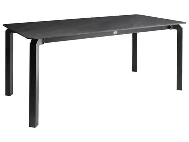 Mesa de jardín FELETTO 180 cm 90 cm Piedra Mármol negro - Jardín y balcón