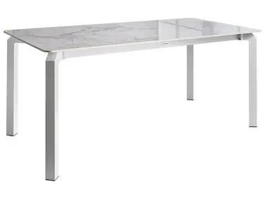 Mesa de jardín FELETTO 180 cm 90 cm Piedra Mármol blanco - Jardín y balcón