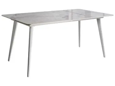 Mesa de jardín RODALLO 160 cm 90 cm Piedra Mármol blanco - Jardín y balcón