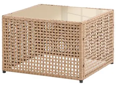 Garden Coffee Table OMEGANA 66 cm 66 cm PE Rattan Beige - Garden & Balcony