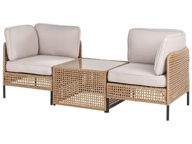 Sofá de jardín con mesa 2 plazas OMEGANA Beige claro Ratán sintético - Jardín y balcón