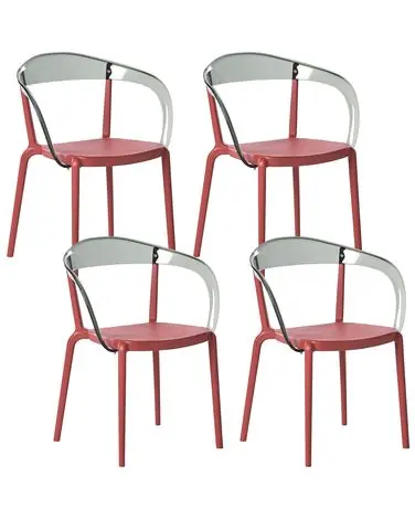 Set of 4 Garden Chairs MALEVIZI Stacking Red - Garden & Balcony