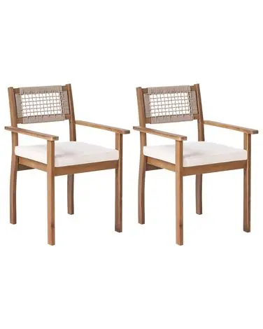 Set of 2 Garden Chairs SUMIRAGO Acacia Wood Light Brown - Garden & Balcony
