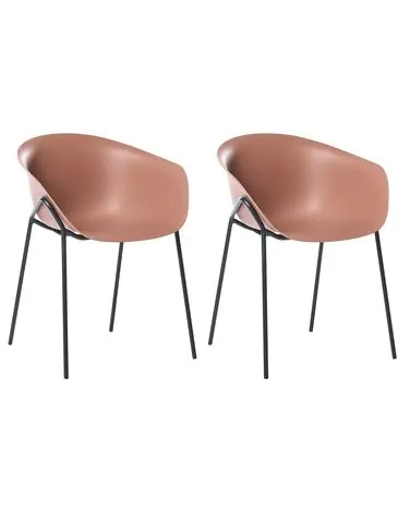 Set of 2 Garden Chairs METEORA Synthetic Material Brown - Garden & Balcony