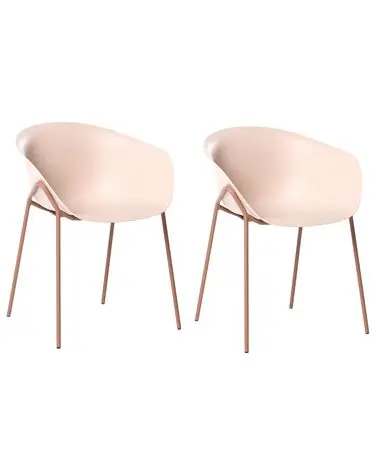 Set of 2 Garden Chairs METEORA Synthetic Material Beige - Garden & Balcony