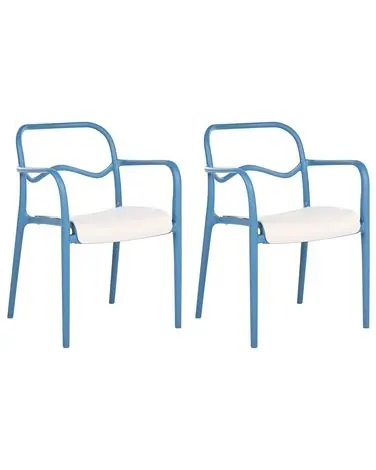 Set of 2 Garden Chairs THASOS Synthetic Material Blue - Garden & Balcony