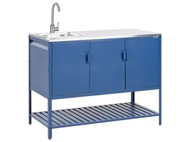 Armario de cocina exterior con fregadero MAENZA Azul Metal - Jardín y balcón