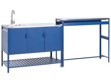 2 Piece Outdoor Kitchen Set with Sink MAENZA Blue Metal - Garden & Balcony
