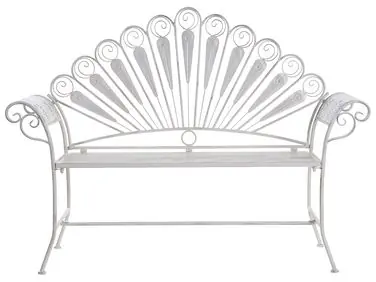Banco de jardín PAVIA 146 cm Metal Blanco crema - Jardín y balcón