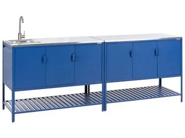 2 Piece Outdoor Kitchen Set with Sink MAENZA Blue Metal - Garden & Balcony