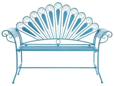 Garden Bench PAVIA 146 cm Metal Blue - Garden & Balcony
