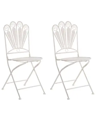 Set of 2 Garden Chairs PAVIA Folding Metal Off-White