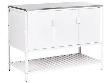 Armario de cocina exterior MAENZA Blanco Metal - Jardín y balcón