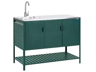Armario de cocina exterior con fregadero MAENZA Verde Metal - Jardín y balcón