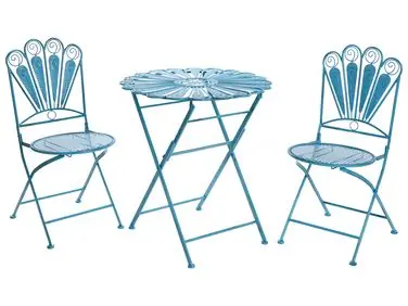 Bistro Set Folding PAVIA Metal Blue - Garden & Balcony