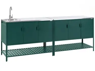 2 Piece Outdoor Kitchen Set with Sink MAENZA Green Metal - Garden & Balcony