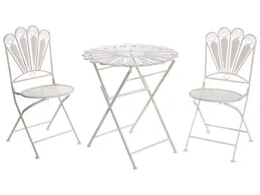 Bistro Set Folding PAVIA Metal Off-White