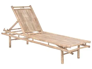 Sun Lounger SULMONA Reclining Bamboo Light Brown - Garden & Balcony
