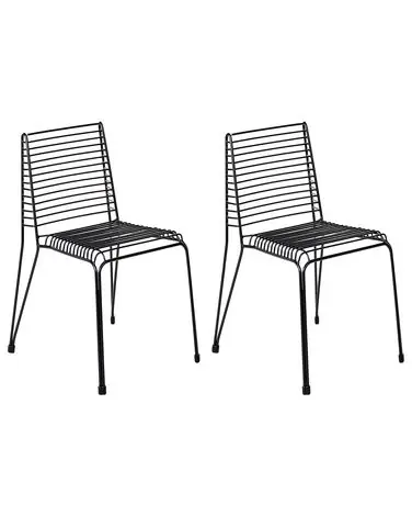 Set of 2 Garden Chairs CHIEVE Metal Black - Garden & Balcony