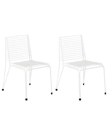 Set of 2 Garden Chairs CHIEVE Metal White - Garden & Balcony