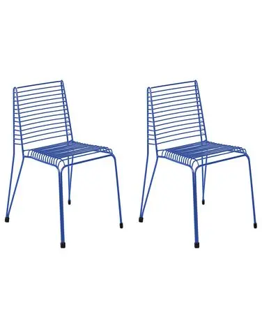 Conjunto de 2 sillas de jardín CHIEVE Metal Azul - Jardín y balcón