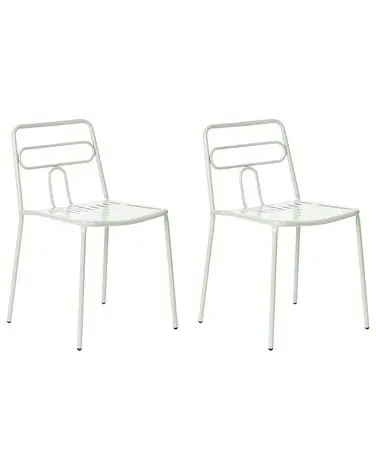Set of 2 Garden Chairs AGEROLA Metal Light Green - Garden & Balcony