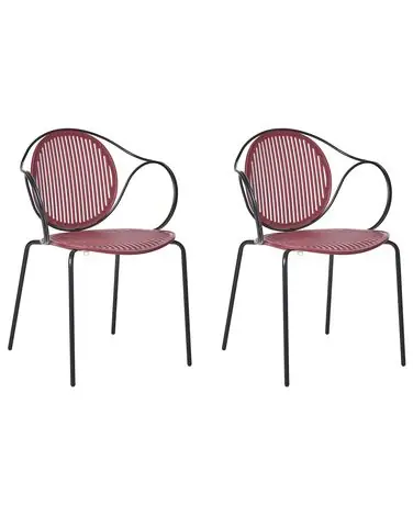 Set of 2 Garden Chairs IKARIA Metal Red - Garden & Balcony