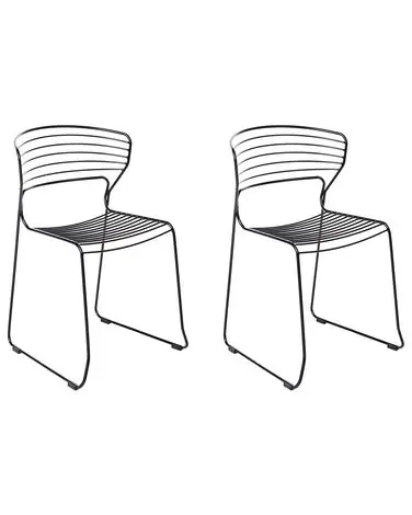 Set of 2 Garden Chairs PISTOIA Metal Black - Garden & Balcony