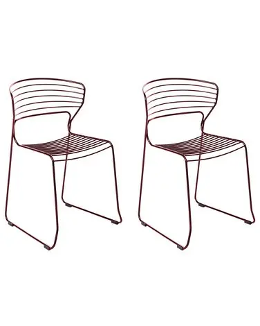 Conjunto de 2 sillas de jardín PISTOIA Metal Rojo - Jardín y balcón