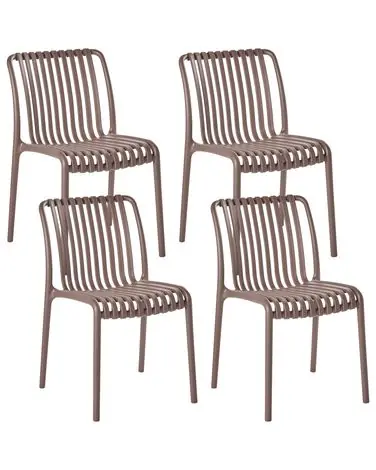 Set of 4 Garden Chairs ARICCIA Brown - Garden & Balcony