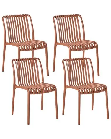 Set of 4 Garden Chairs ARICCIA Light Red - Garden & Balcony