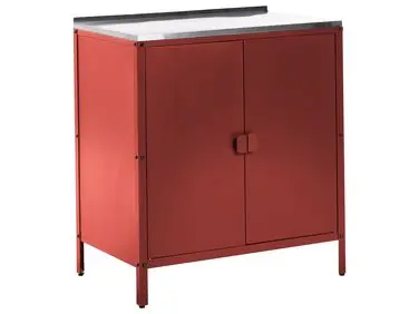 Armario de cocina exterior VILAMA Rojo Metal - Jardín y balcón
