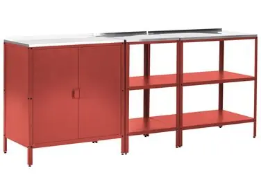 3 Piece Outdoor Kitchen Set VILAMA Red Metal - Garden & Balcony