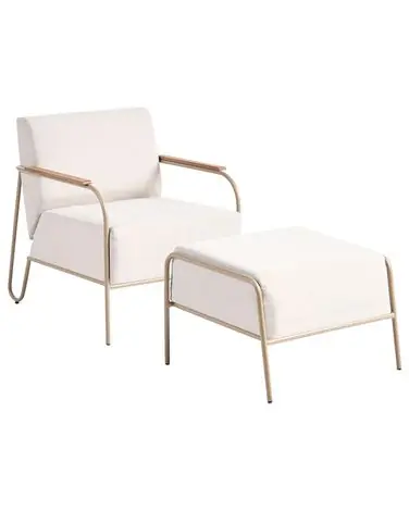 Garden Chair NIMIS with Ottoman Light Beige - Garden & Balcony