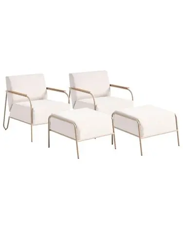 Set of 2 Garden Chairs NIMIS with Ottoman Light Beige - Garden & Balcony