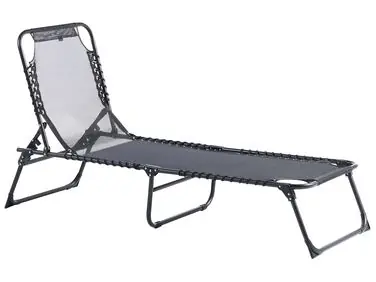Sun Lounger AMBATO Reclining Metal Black - Garden & Balcony