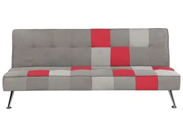 Sofa Bed 3 Seater OLSKER Velvet Light Grey - Living Room