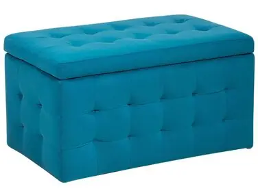 Storage Ottoman MICHIGAN Velvet Sea Blue - Living Room