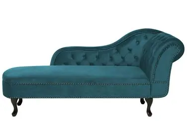 Chaise longue derecho NIMES Terciopelo Verde azulado - Sala de estar