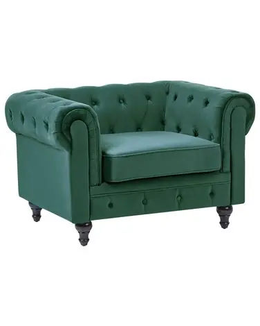 Armchair CHESTERFIELD Velvet Emerald Green - Living Room