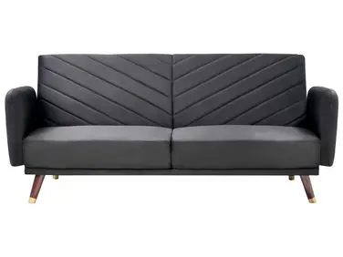 Sofa Bed 3 Seater SENJA Velvet Black - Living Room