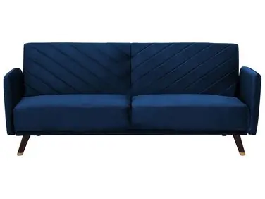 Sofa Bed 3 Seater SENJA Velvet Navy Blue - Living Room