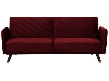 Sofa Bed 3 Seater SENJA Velvet Dark Red - Living Room