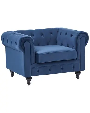 Armchair CHESTERFIELD Velvet Navy Blue - Living Room