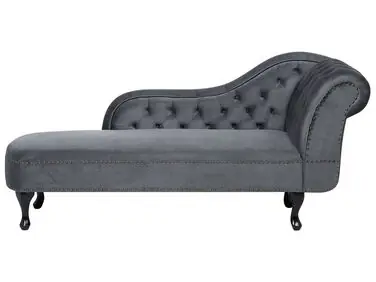 Chaise longue derecho NIMES Terciopelo Gris - Sala de estar